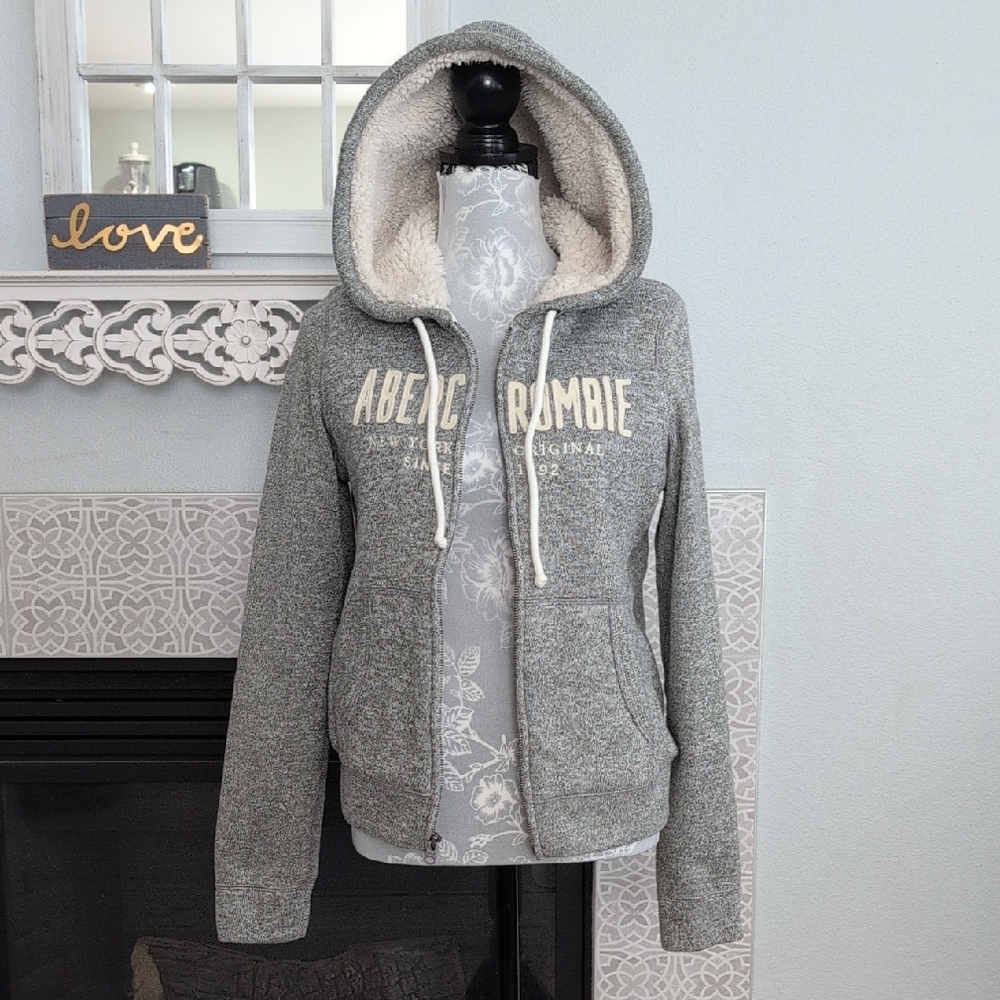 Abercrombie & Fitch Cream Sherpa Lined Jacket